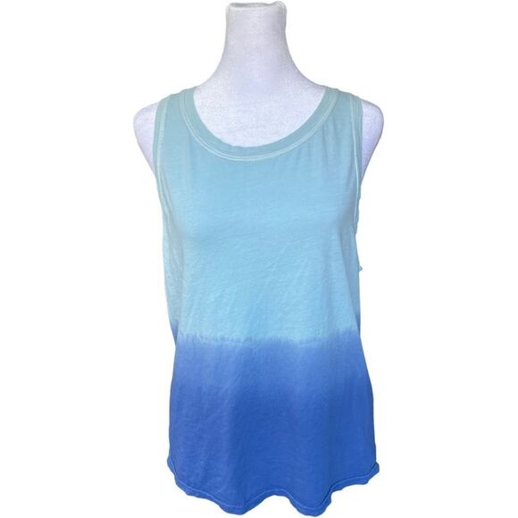 Z by Zella Sleeveless Open Tie Back Blue Tie Dye Relaxed Fit Tank Top. Large. - Picture 1 of 7